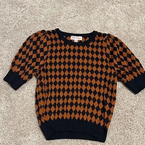 Diamond Pattern Sweater in Black and Orange